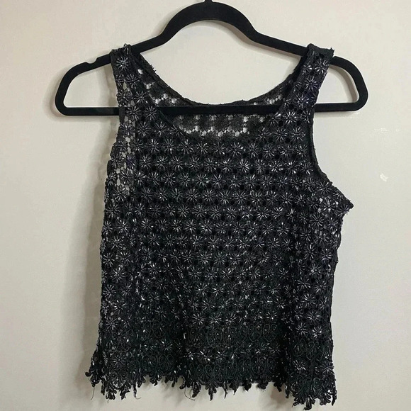 Vintage Black beaded lace crop top - Medium - Picture 4 of 4